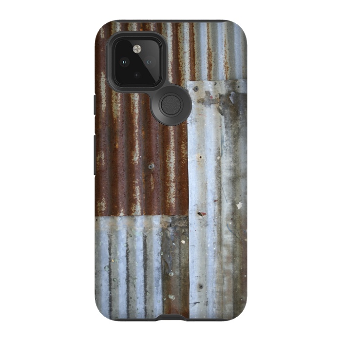 Pixel 5 StrongFit Rusty Corrugated Metal Patches 2 by Andrea Haase