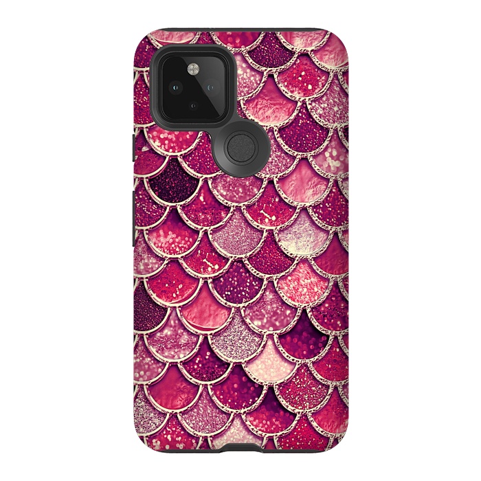 Pixel 5 StrongFit Pink and Purple Pretty Sparkling Mermaid Scales  by  Utart