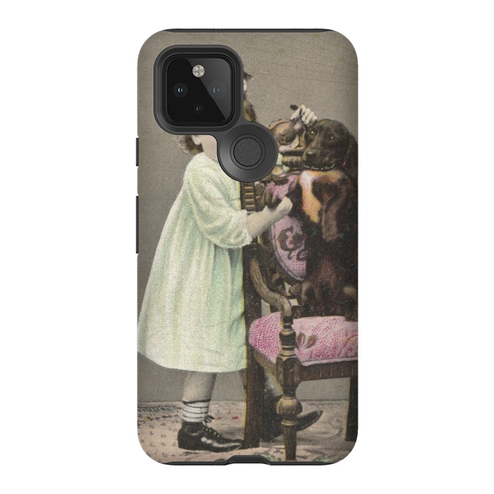 Pixel 5 StrongFit Vintage Girl With Dog by Andrea Haase