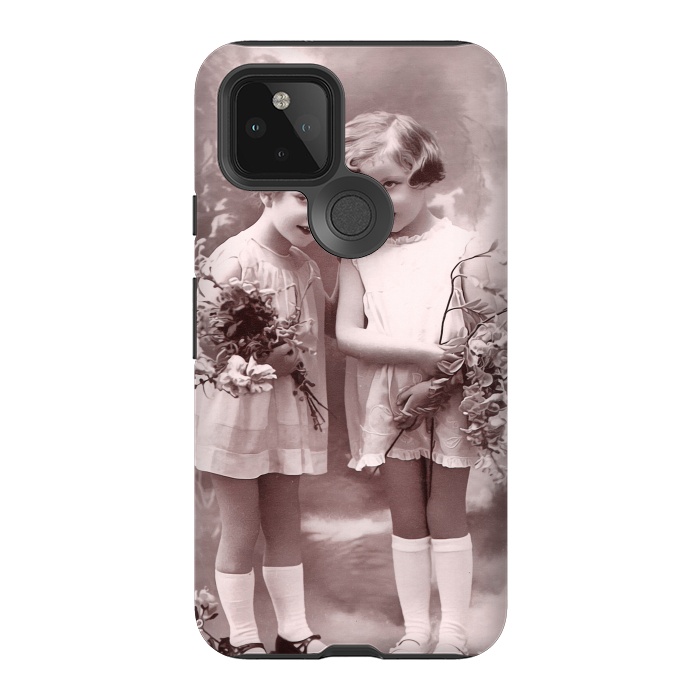 Pixel 5 StrongFit Cute Retro Girls With Flowers by Andrea Haase