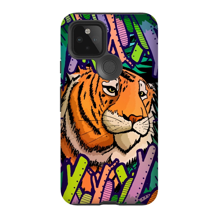 Pixel 5 StrongFit Tiger in the undergrowth  by Steve Wade (Swade)