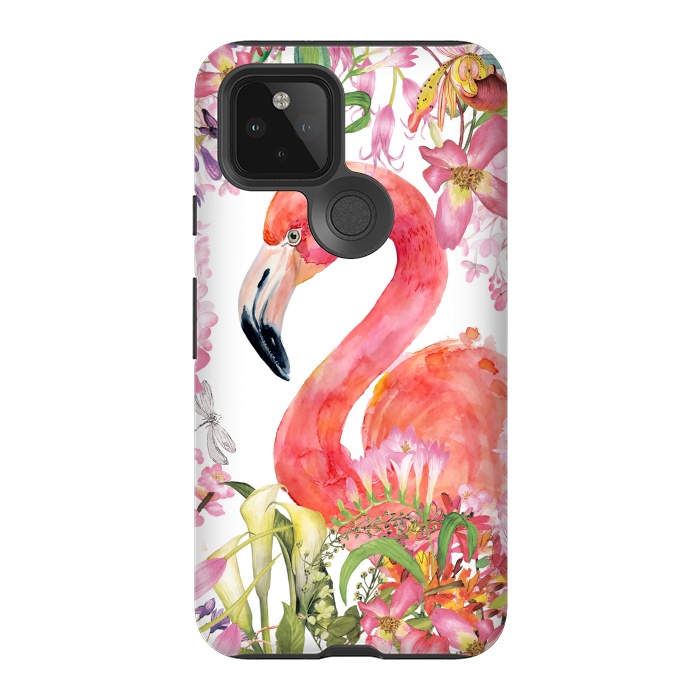 Pixel 5 StrongFit Flamingo in Flower Jungle by  Utart