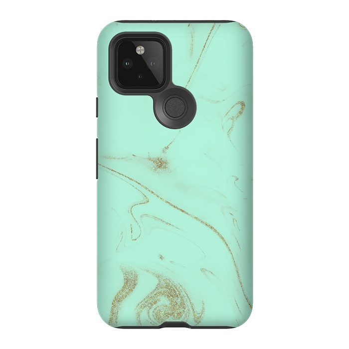 Pixel 5 StrongFit Elegant gold and mint marble image by InovArts