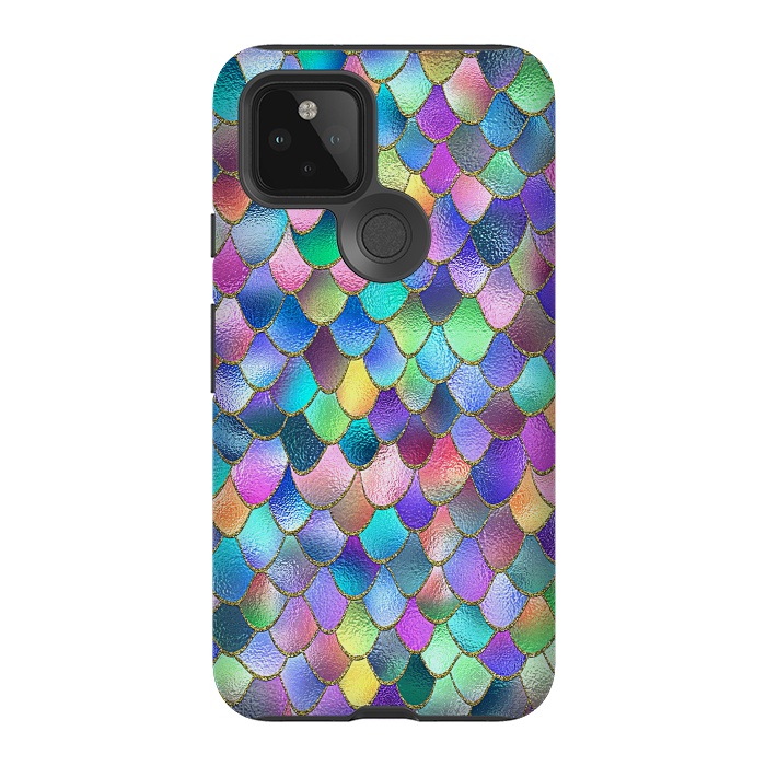 Pixel 5 StrongFit Colorful Carnival Wonky Metal Mermaid Scales by  Utart