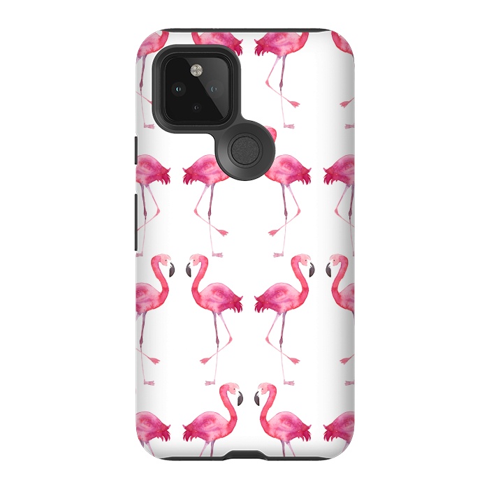 Pixel 5 StrongFit Pink Watercolor Flamingo Print by Becky Starsmore