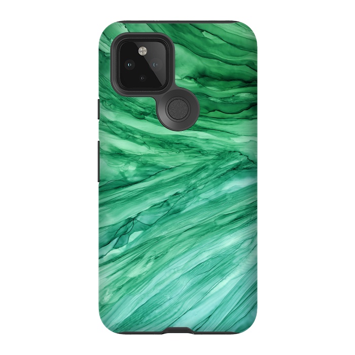 Pixel 5 StrongFit Emerald Green Marble by Becky Starsmore