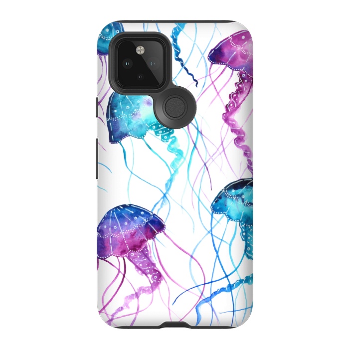 Pixel 5 StrongFit Watercolor Jellyfish Print by Becky Starsmore