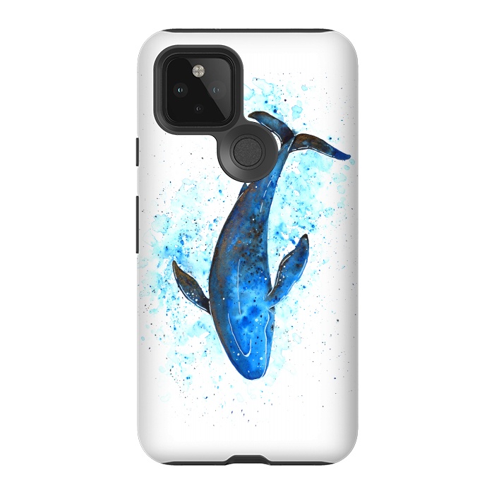 Pixel 5 StrongFit Watercolor Blue Whale Dive by Becky Starsmore