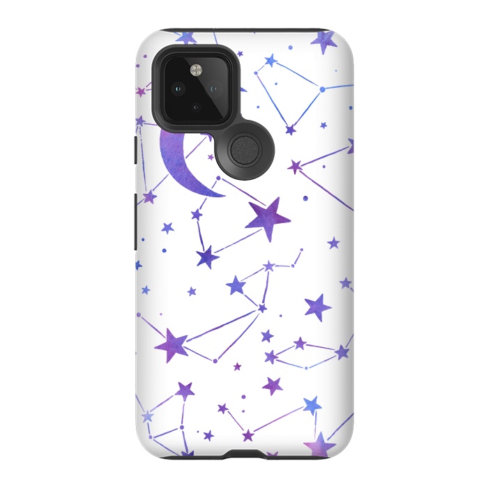 Pixel 5 StrongFit Watercolor Star And Moon Constellations by Becky Starsmore