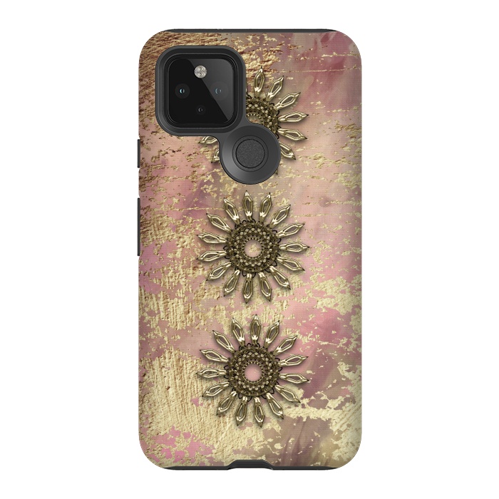 Pixel 5 StrongFit Golden Embellishments On Pink And Gold by Andrea Haase