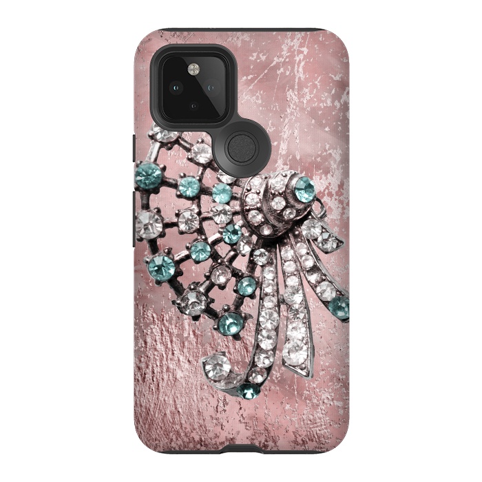 Pixel 5 StrongFit Rhinestone Embellishment Pink And Teal by Andrea Haase