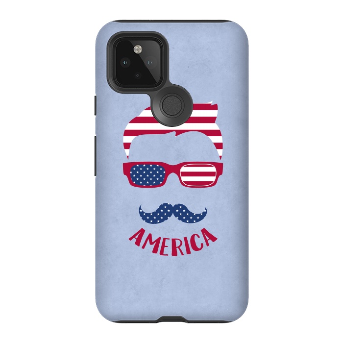 Pixel 5 StrongFit American Hipster Face 4th July by Andrea Haase