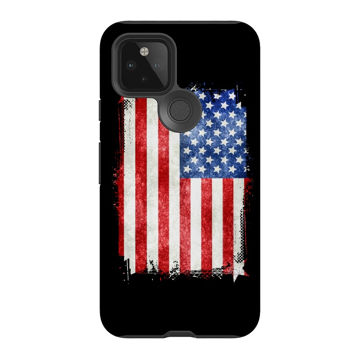 Pixel 5 StrongFit American Flag Grunge Style by Andrea Haase