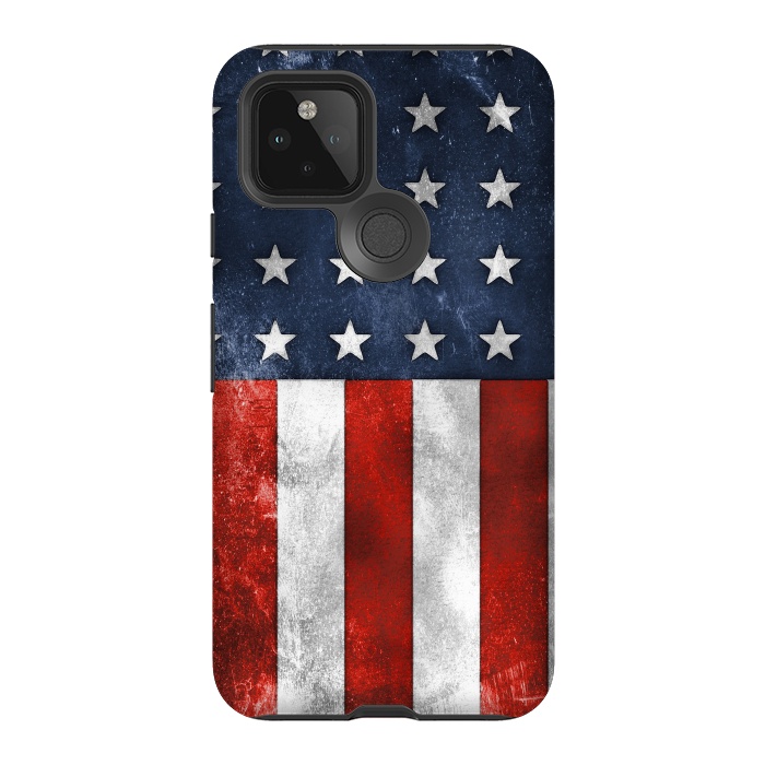 Pixel 5 StrongFit Grunge Style American Flag by Andrea Haase