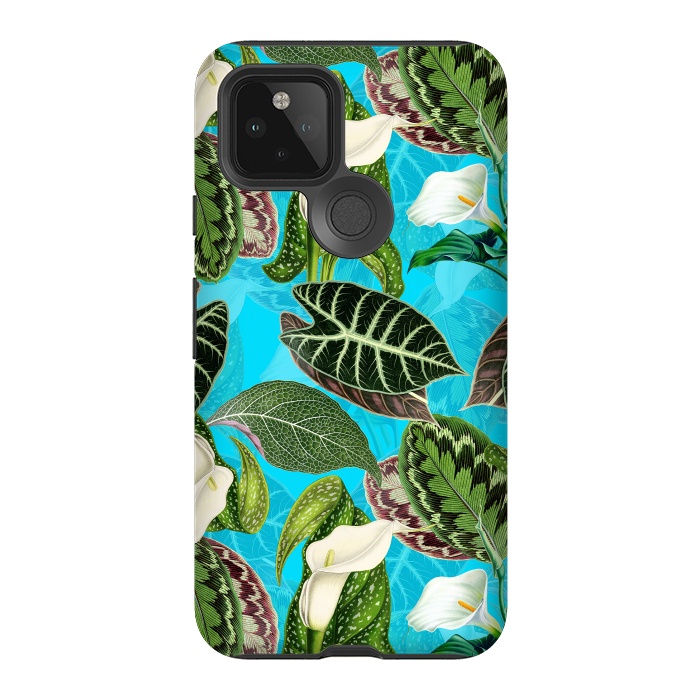 Pixel 5 StrongFit Fresh tropical Flowers and Leaves Pattern by  Utart