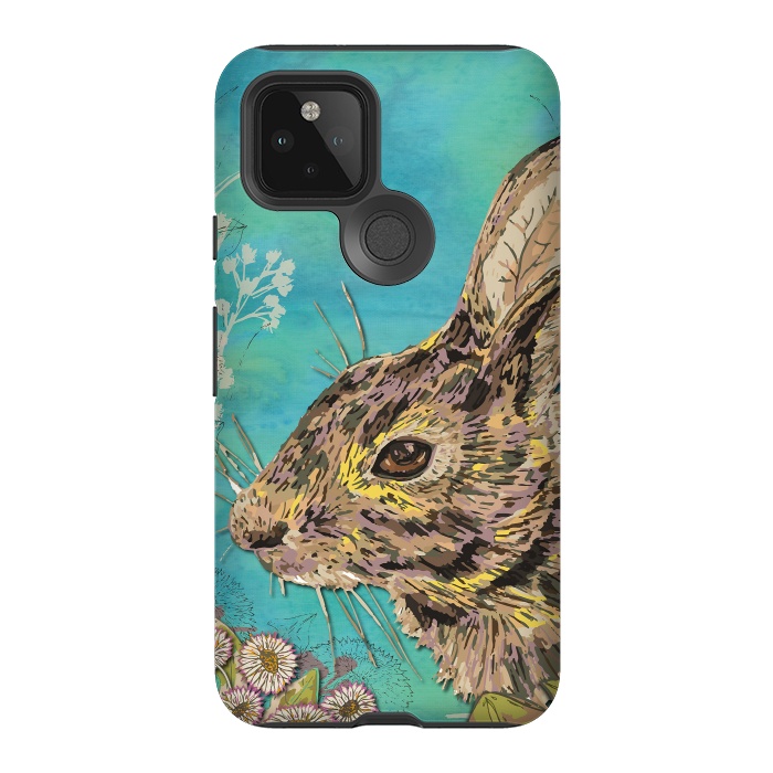 Pixel 5 StrongFit Rabbit and Daisies by Lotti Brown