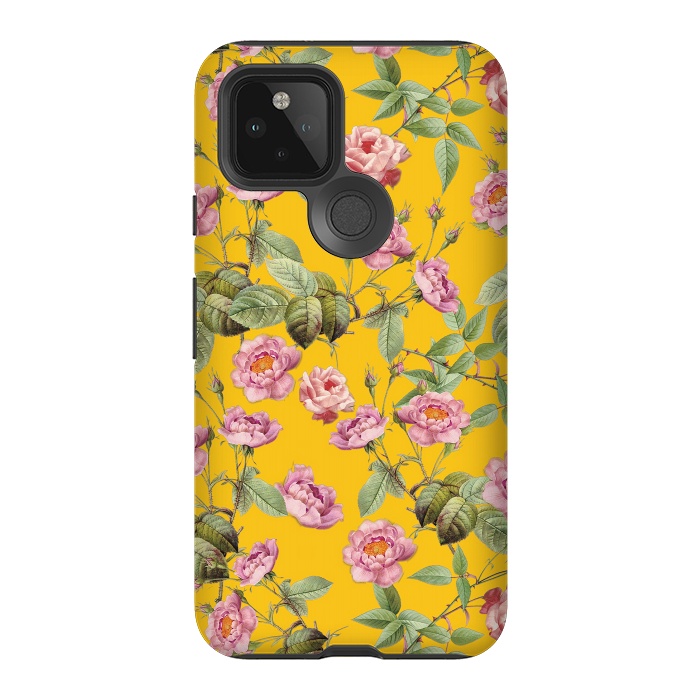 Pixel 5 StrongFit Pink Roses on Yellow by  Utart