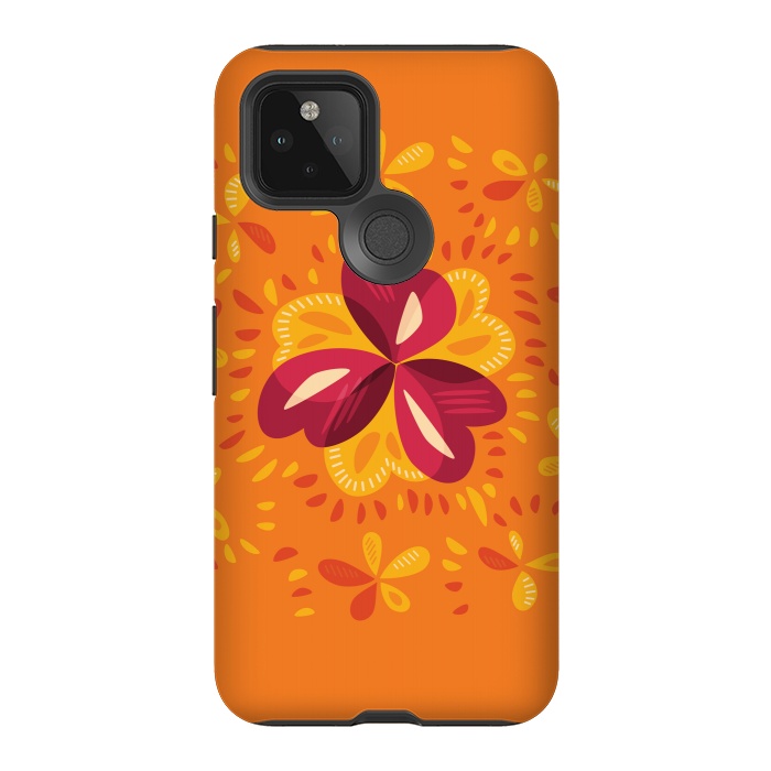 Pixel 5 StrongFit Abstract Clovers In Pink Yellow And Orange by Boriana Giormova