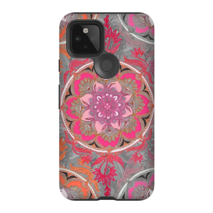 Pixel 5 StrongFit Hot Pink, Magenta and Orange Super Boho Medallions by Micklyn Le Feuvre