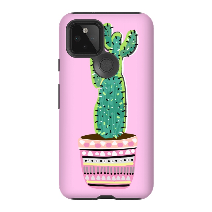 Pixel 5 StrongFit Pink Cacti by MUKTA LATA BARUA