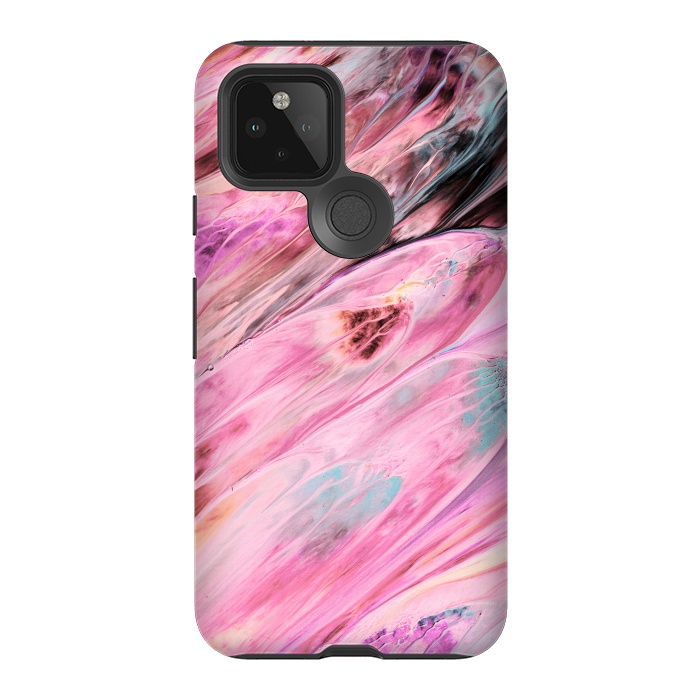 Pixel 5 StrongFit Pink and Black Ink Marble by  Utart