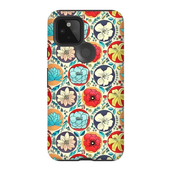 Pixel 5 StrongFit Polka Dot Floral On Cream by Tigatiga