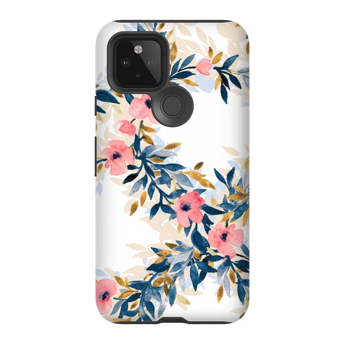 Pixel 5 StrongFit Fresh Pink Watercolor Floral Wreaths by Micklyn Le Feuvre
