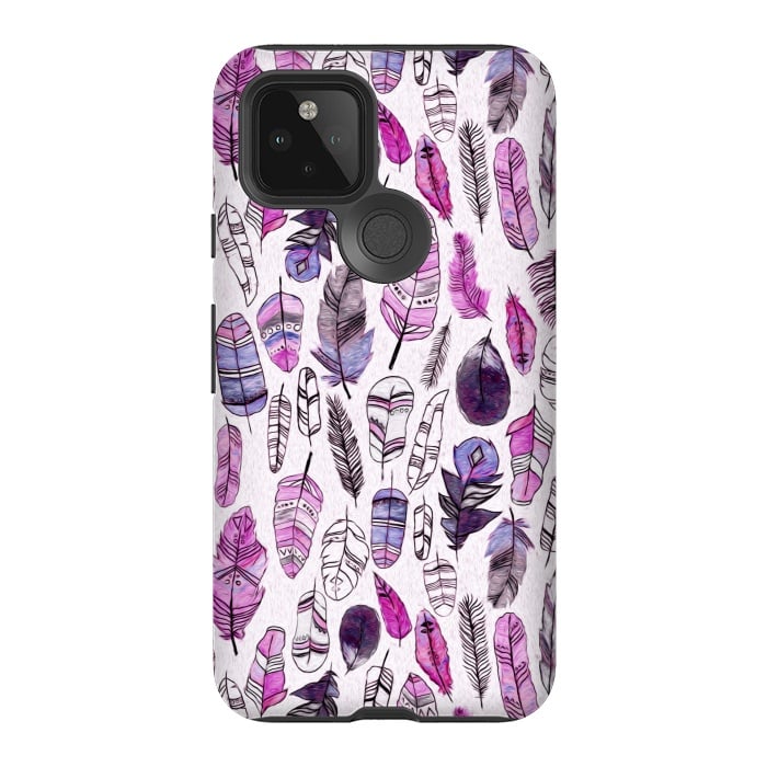 Pixel 5 StrongFit Purple Feathers  by Tigatiga