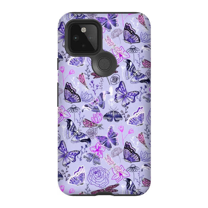 Pixel 5 StrongFit Butterflies, Dragonflies and Moths on Purple by Tigatiga