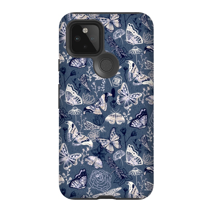 Pixel 5 StrongFit Butterflies, Dragonflies and Moths on Navy  by Tigatiga