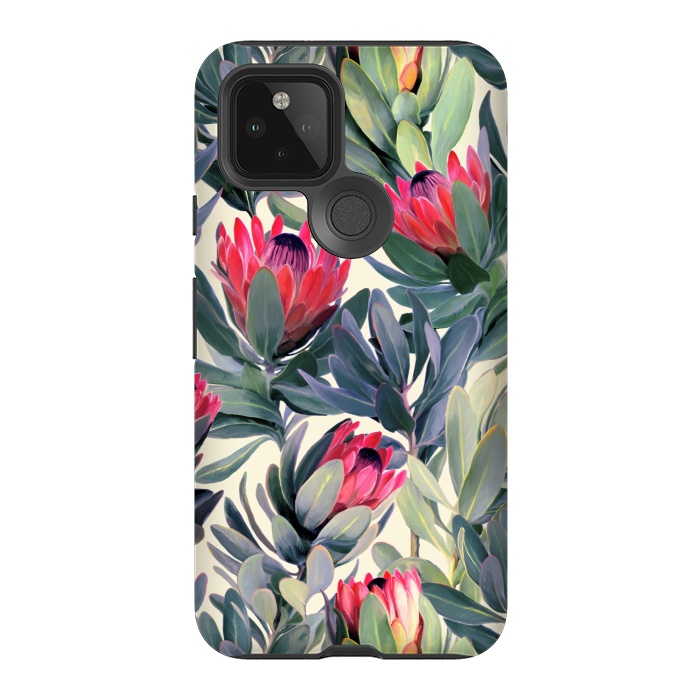 Pixel 5 StrongFit Painted Protea Pattern by Micklyn Le Feuvre