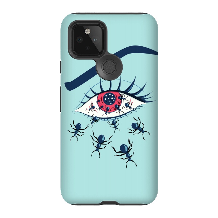 Pixel 5 StrongFit Weird Creepy Red Eye With Crawling Ants by Boriana Giormova