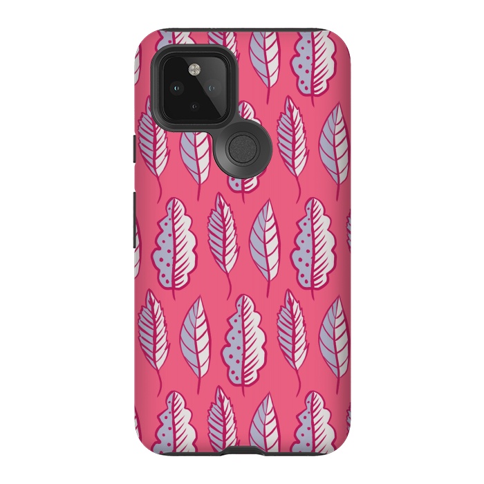 Pixel 5 StrongFit Pink Leaves Abstract Decorative Pattern by Boriana Giormova