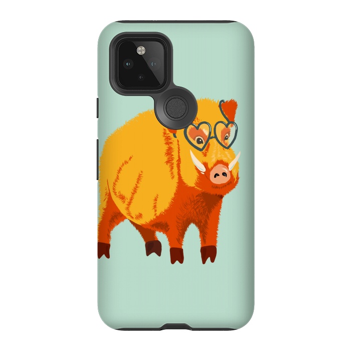 Pixel 5 StrongFit Cute Boar Pig With Glasses  by Boriana Giormova