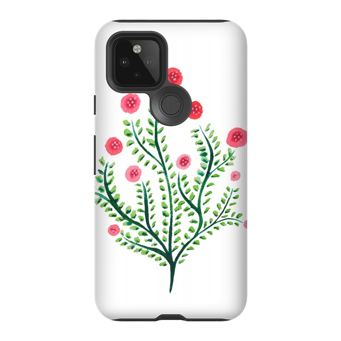 Pixel 5 StrongFit Spring Plant In Pink And Green by Boriana Giormova