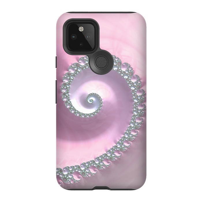 Pixel 5 StrongFit Pink Pastel Fractal Swirl by Andrea Haase