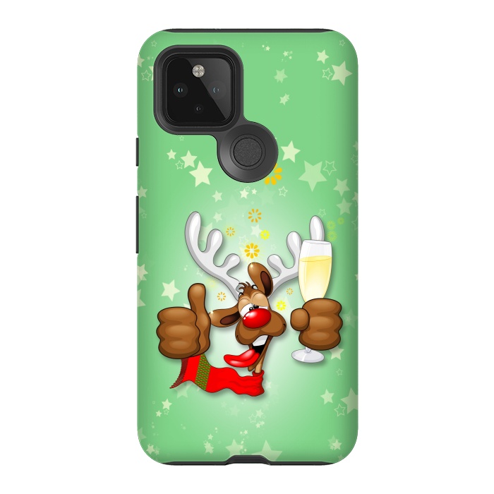 Pixel 5 StrongFit Reindeer Drunk Funny Christmas Character by BluedarkArt