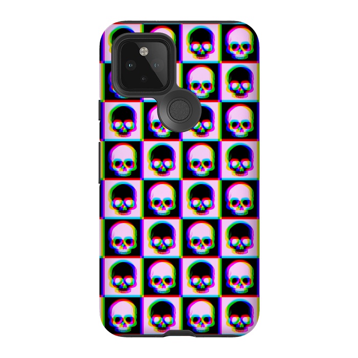 Pixel 5 StrongFit Glitch Checkered Skulls Pattern IV by Art Design Works