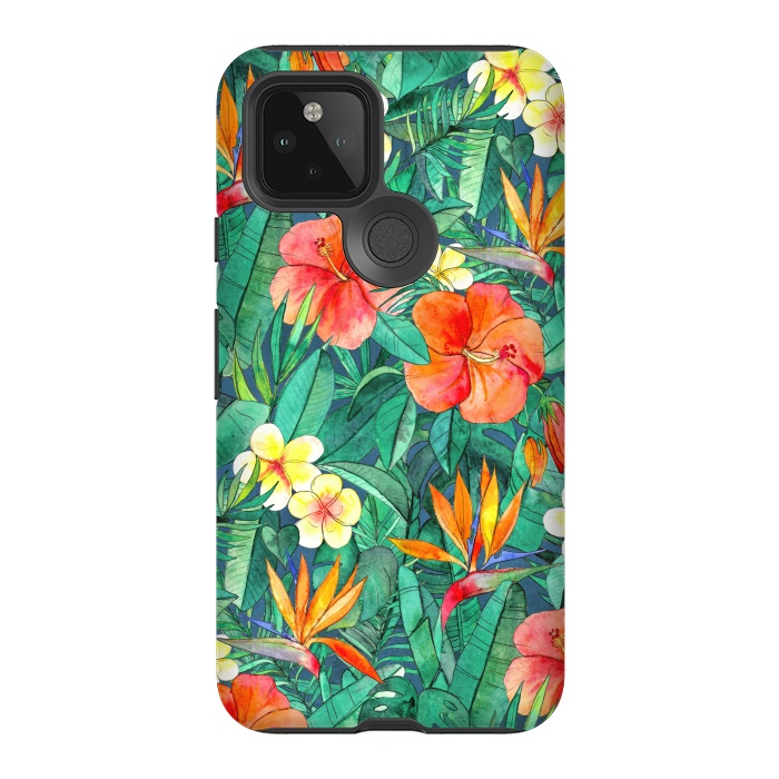 Pixel 5 StrongFit Classic Tropical Garden in Watercolor by Micklyn Le Feuvre