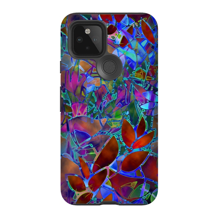 Pixel 5 StrongFit Floral Abstract Stained Glass G174 by Medusa GraphicArt