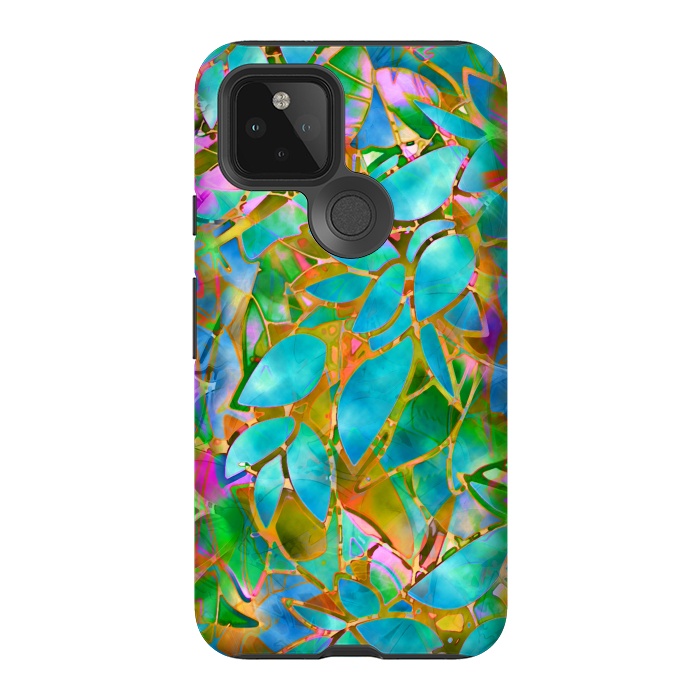 Pixel 5 StrongFit Floral Abstract Stained Glass G265  by Medusa GraphicArt