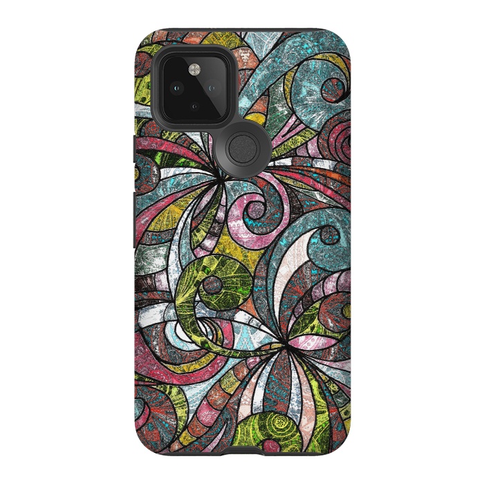 Pixel 5 StrongFit Drawing Floral Zentangle G203 by Medusa GraphicArt