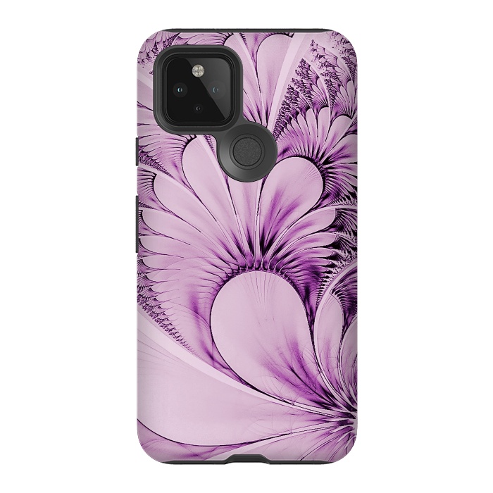 Pixel 5 StrongFit Pink Fractal Flowers by Andrea Haase