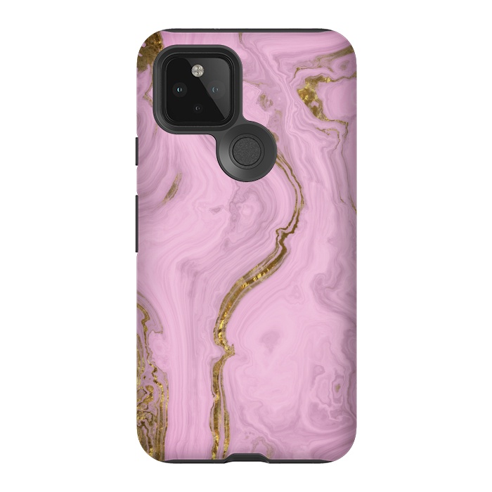 Pixel 5 StrongFit Elegant Pink Marble With Gold 2 by Andrea Haase