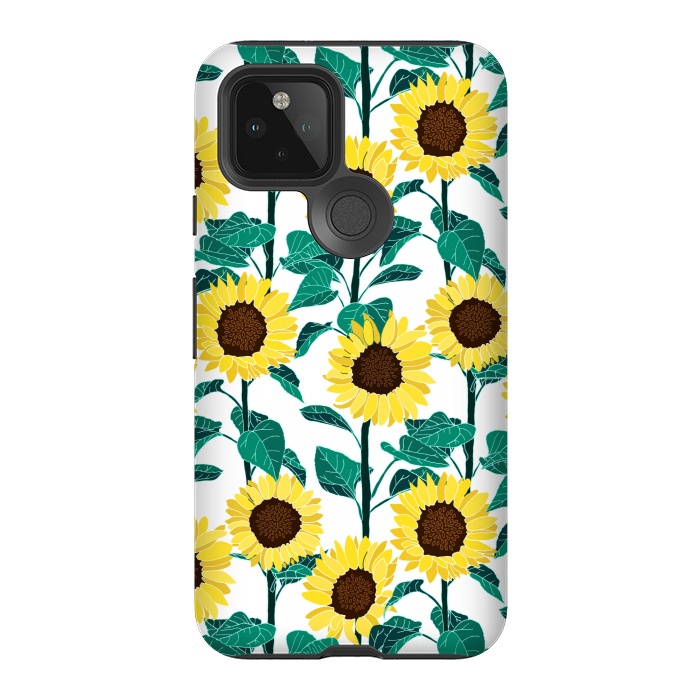 Pixel 5 StrongFit Sunny Sunflowers - White  by Tigatiga