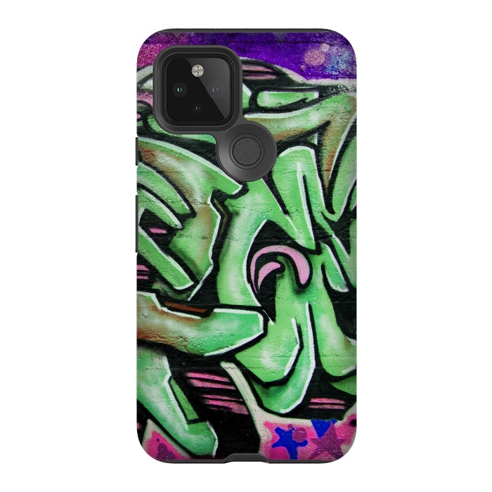 Pixel 5 StrongFit Green Graffiti by Andrea Haase