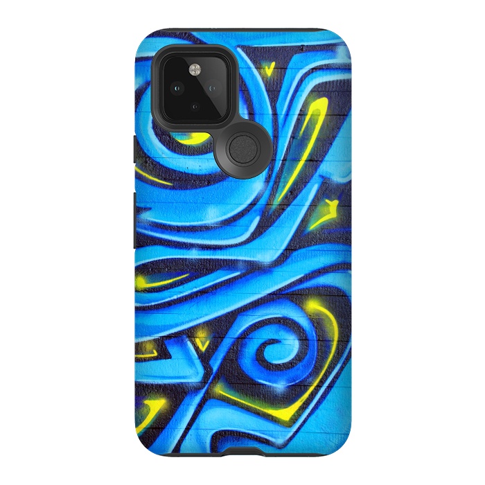 Pixel 5 StrongFit Blue Yellow Graffiti by Andrea Haase