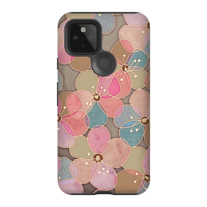 Pixel 5 StrongFit Simple Floral in Soft Neutrals and Pink by Micklyn Le Feuvre