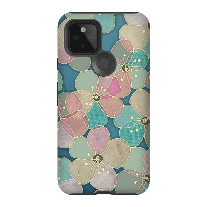 Pixel 5 StrongFit It's Always Summer Somewhere - floral pattern on teal by Micklyn Le Feuvre