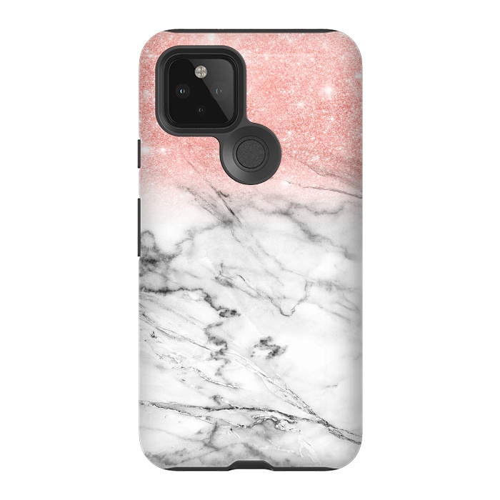 Pixel 5 StrongFit Rose Gold Glitter on Marble by  Utart